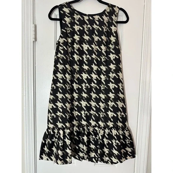 NWT J. Crew Black Label Silk Houndstooth Sleeveless Mini Dress Sz 2 - Picture 3 of 8